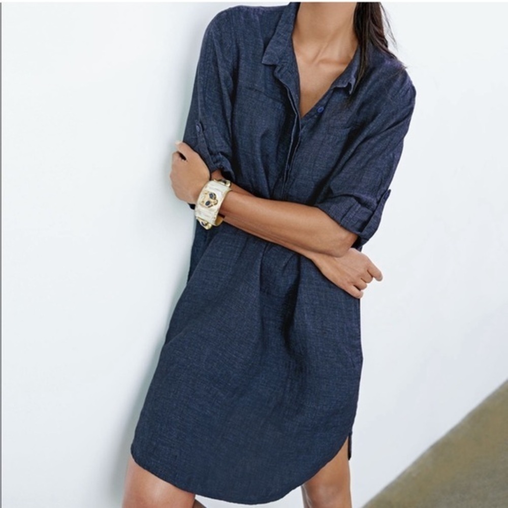 Eileen Fisher Navy Shirt Midi Dress